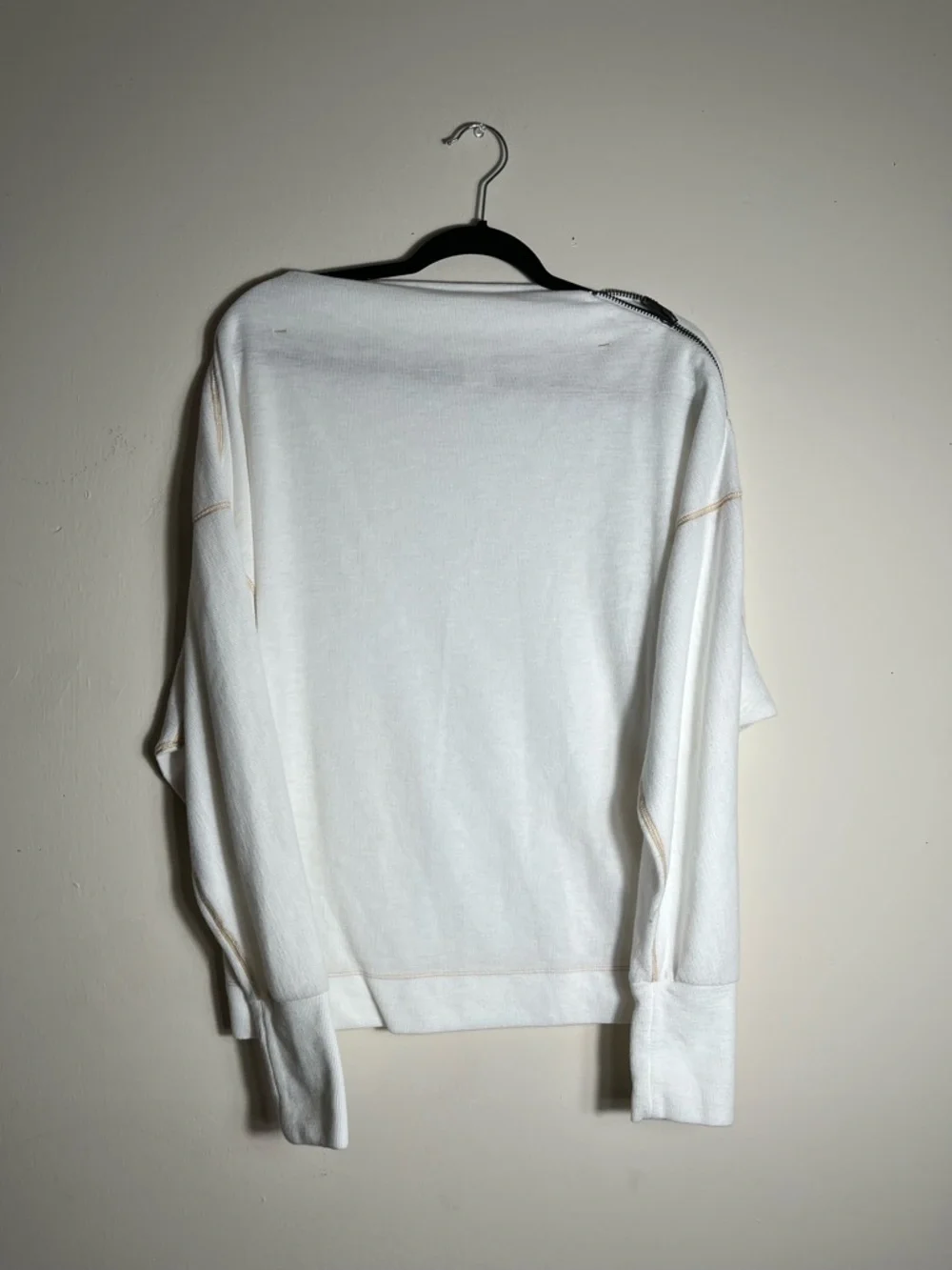 Free People We The‎ Free White Zip Shoulder Top Womens M Long Sleeve Casual